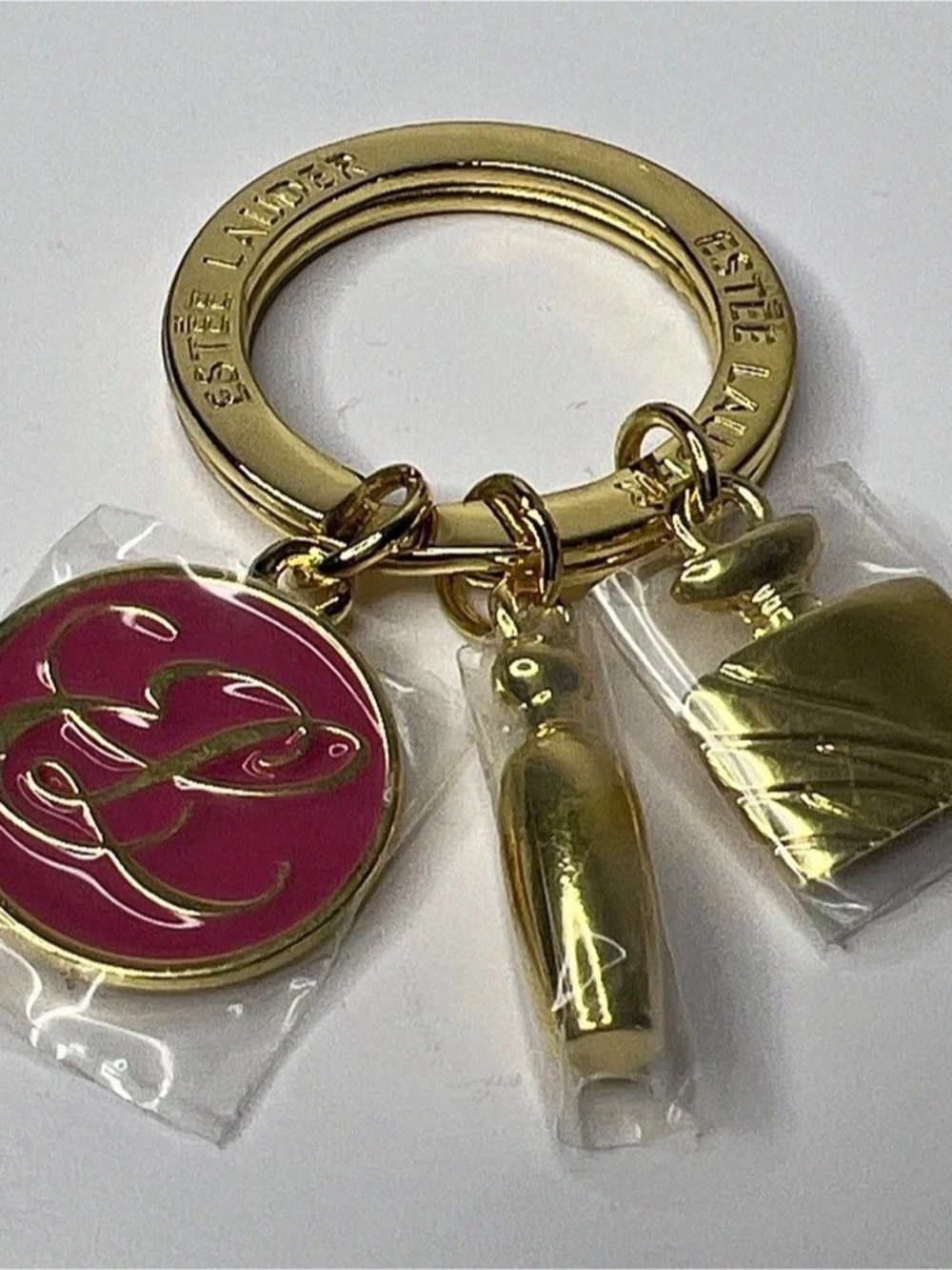 Estée Lauder Signature Parfum Keychain Gold & Pink